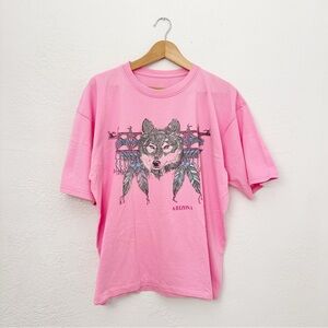 Vintage 90s Single Stitch Neon Pink Wolf Dreamcatcher Arizona T Shirt